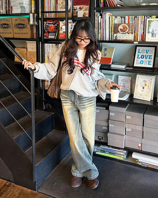 Vintage Whisker Washed Straight Denim Pants