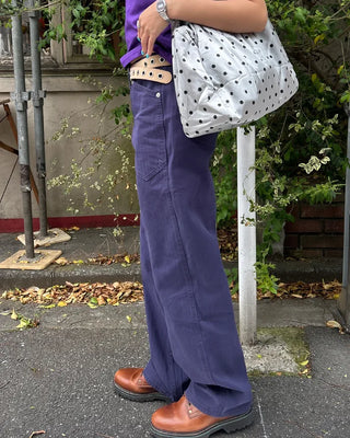 Pentagon pocket herringbone striped cotton pants