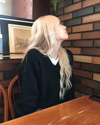 V-neck angora knit