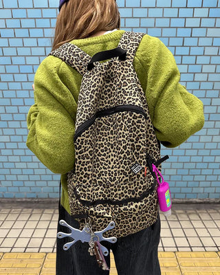 Leopard pattern backpack with zip pockets