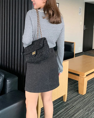 Belted mini skirt