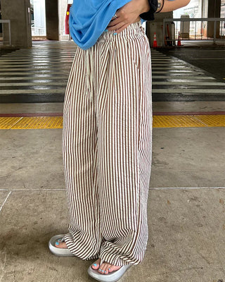 Wrinkle Wide Stripe Pants