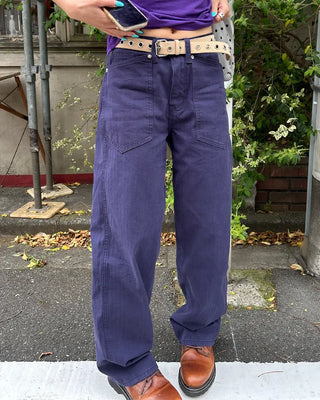 Pentagon pocket herringbone striped cotton pants