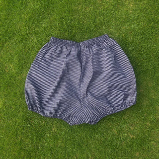Checked pumpkin elastic waist shorts