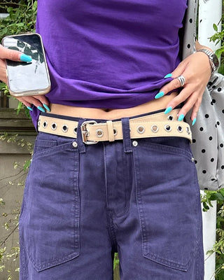 Eyelet suede belt