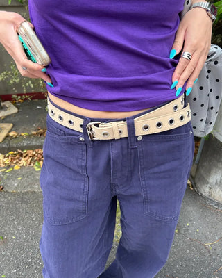 Eyelet suede belt