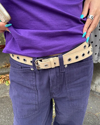 Eyelet suede belt