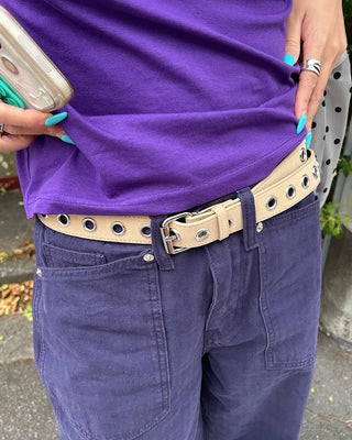 Eyelet suede belt