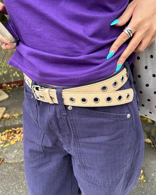 Eyelet suede belt