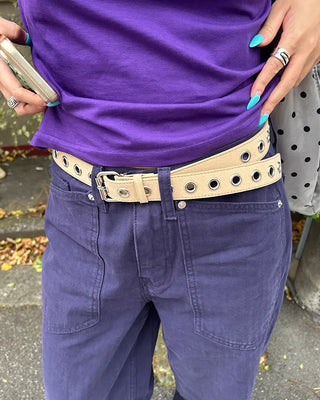 Eyelet suede belt
