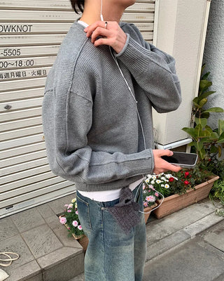 Waffle crop knit
