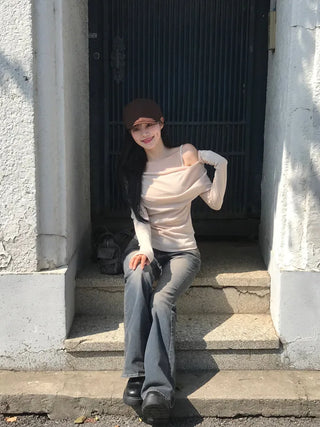 Shirred off-shoulder sleeveless top