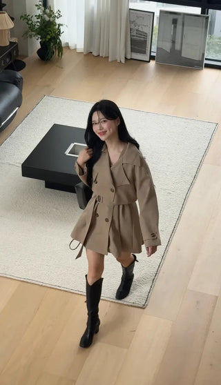 [3-piece] Mini Trench Dress