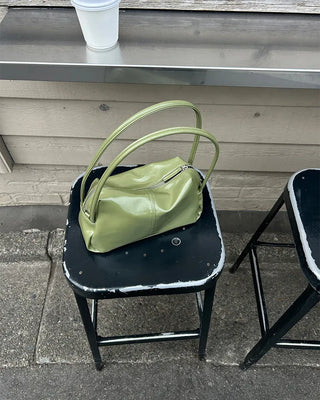 2-way center seam leather tote bag