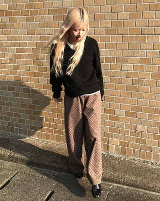 Checked wide-leg pants