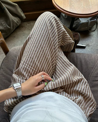 Striped linen ripple easy pants