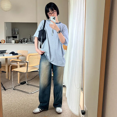 Vintage Washed Wide Denim Pants