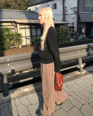 Checked wide-leg pants