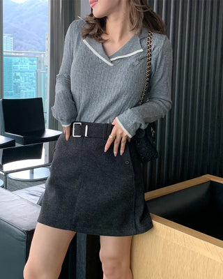 Belted mini skirt