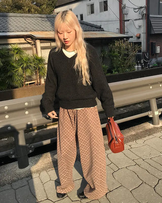 Checked wide-leg pants