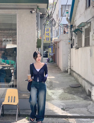 Washed denim wide-leg pants (3 colors)