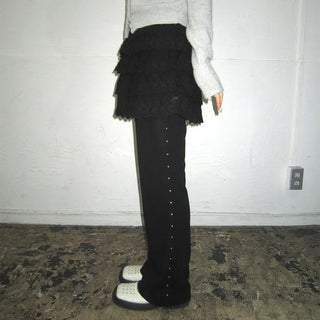 Side-studded knit flared pants