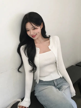 Pocket denim wide-leg pants