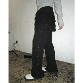 Side-studded knit flared pants