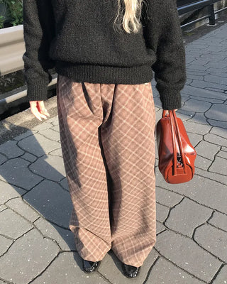 Checked wide-leg pants