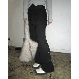 Side-studded knit flared pants