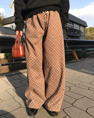 Checked wide-leg pants