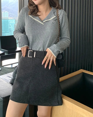 Belted mini skirt