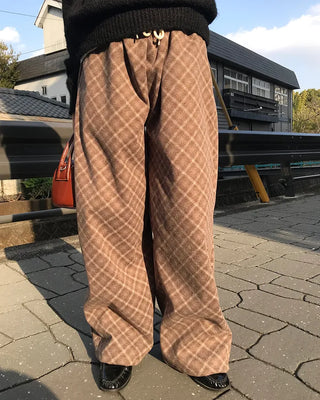 Checked wide-leg pants