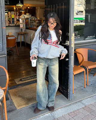Vintage Whisker Washed Straight Denim Pants