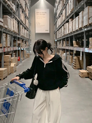 [3 colors] Pleated wide training pants