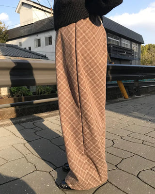 Checked wide-leg pants