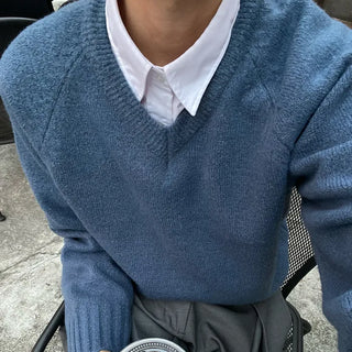 (Unisex) V-neck Loose Fit Knit