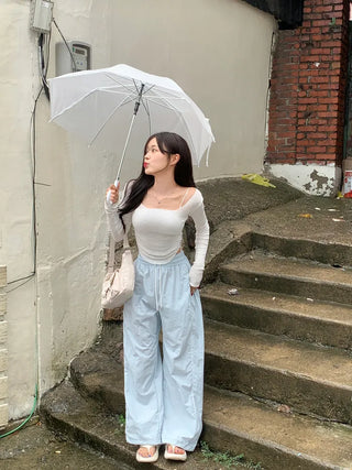 Pleated elastic waist pants (3 colors)