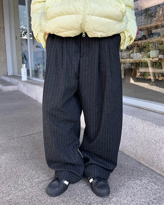 (Unisex) Pinstripe Two-Pleat Wide Winter Slacks