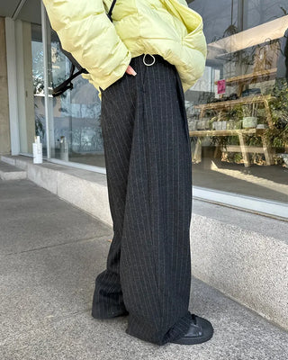(Unisex) Pinstripe Two-Pleat Wide Winter Slacks