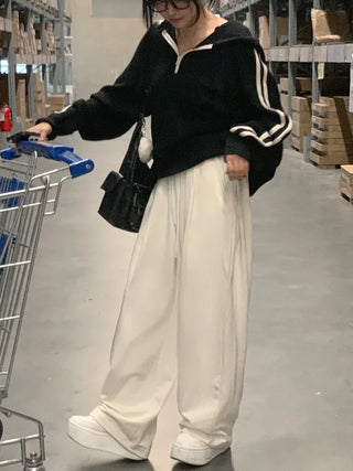 [3 colors] Pleated wide training pants