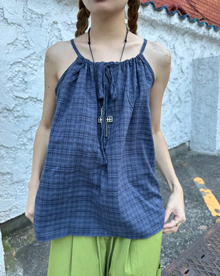 Checked Shirred Camisole