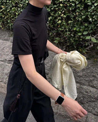Basic half-neck T-shirt