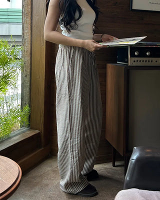 Striped linen ripple easy pants