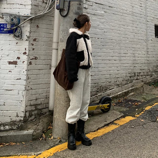 Brushed two-tone banding pants