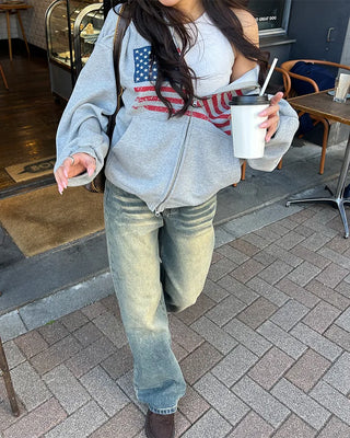 Vintage Whisker Washed Straight Denim Pants