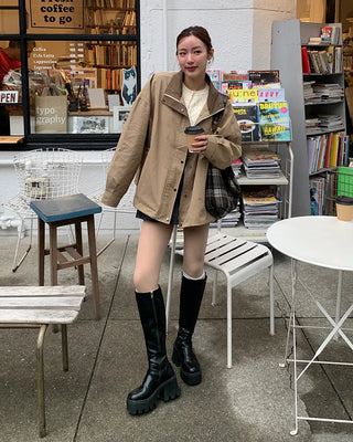 (Unisex) Two-tone Military Jacket