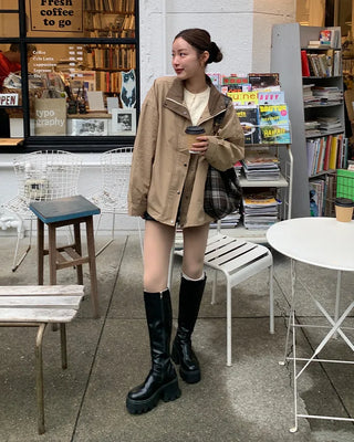 (Unisex) Two-tone Military Jacket