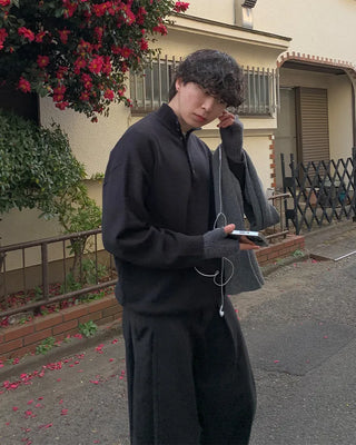 Henley neck wool knit