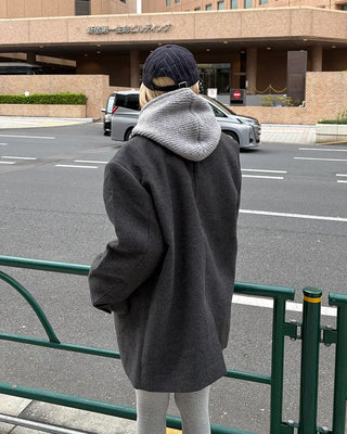 Neck Button Rib Knit Balaclava